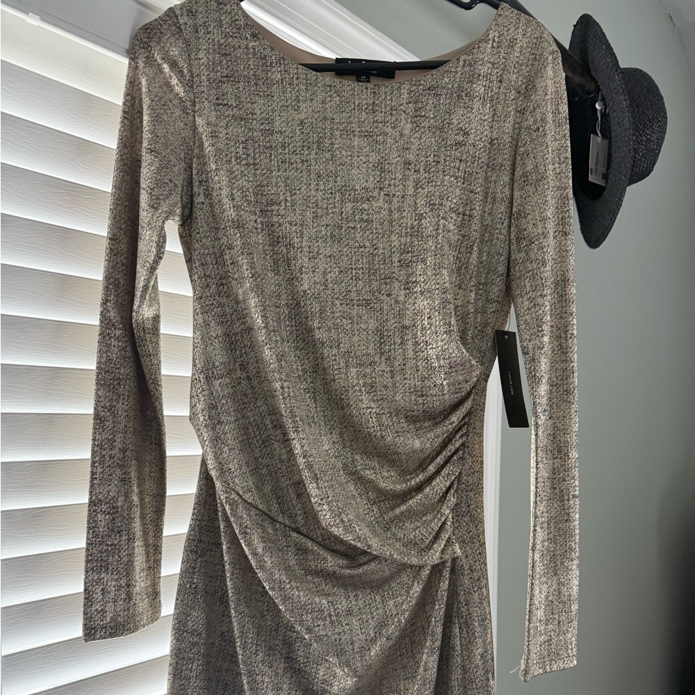 Lulu's Metallic Gold Long Sleeve Dress